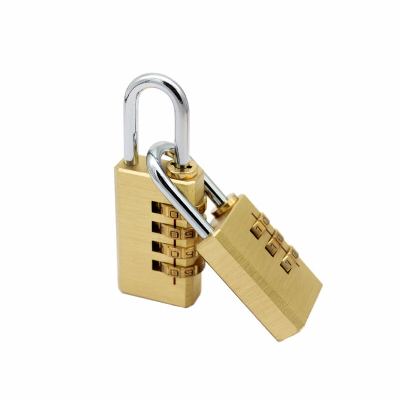 京顿HTS05 黄铜挂锁密码挂锁 防盗拉杆箱锁背包锁柜门锁 4轮密码(特大号)